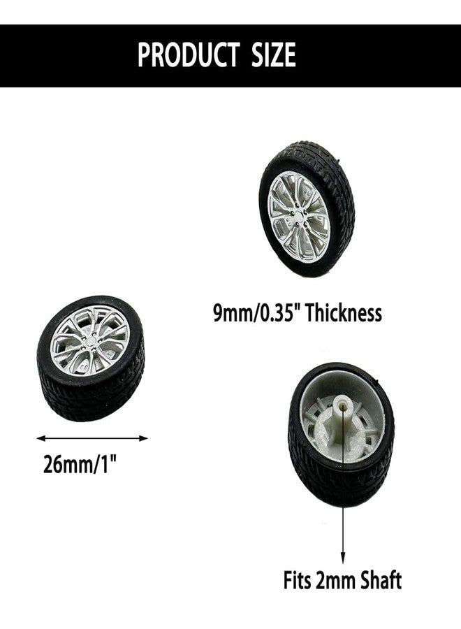URIMPAVIDO 10PCS Small Toy Car Wheels Model Car Rubber Tire Wheels with 5PCS Shaft Round Axles for for DIY Model Toy RC Car Truck Robot Wheel Replacement Accessories (2x26mm) - Image 4